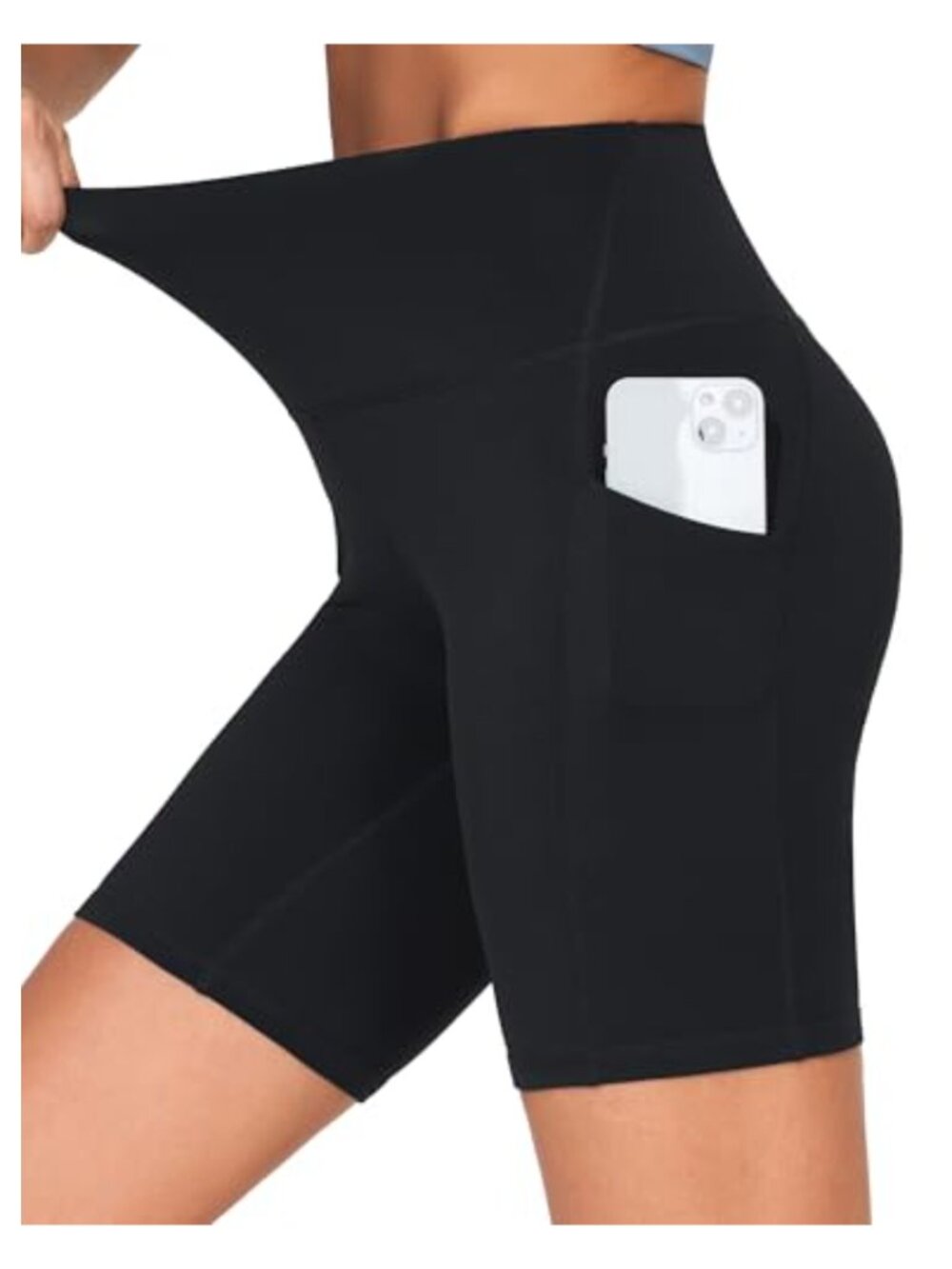 High Waist Biker Shorts Tummy Control Yoga Running Workout Shorts with Pockets